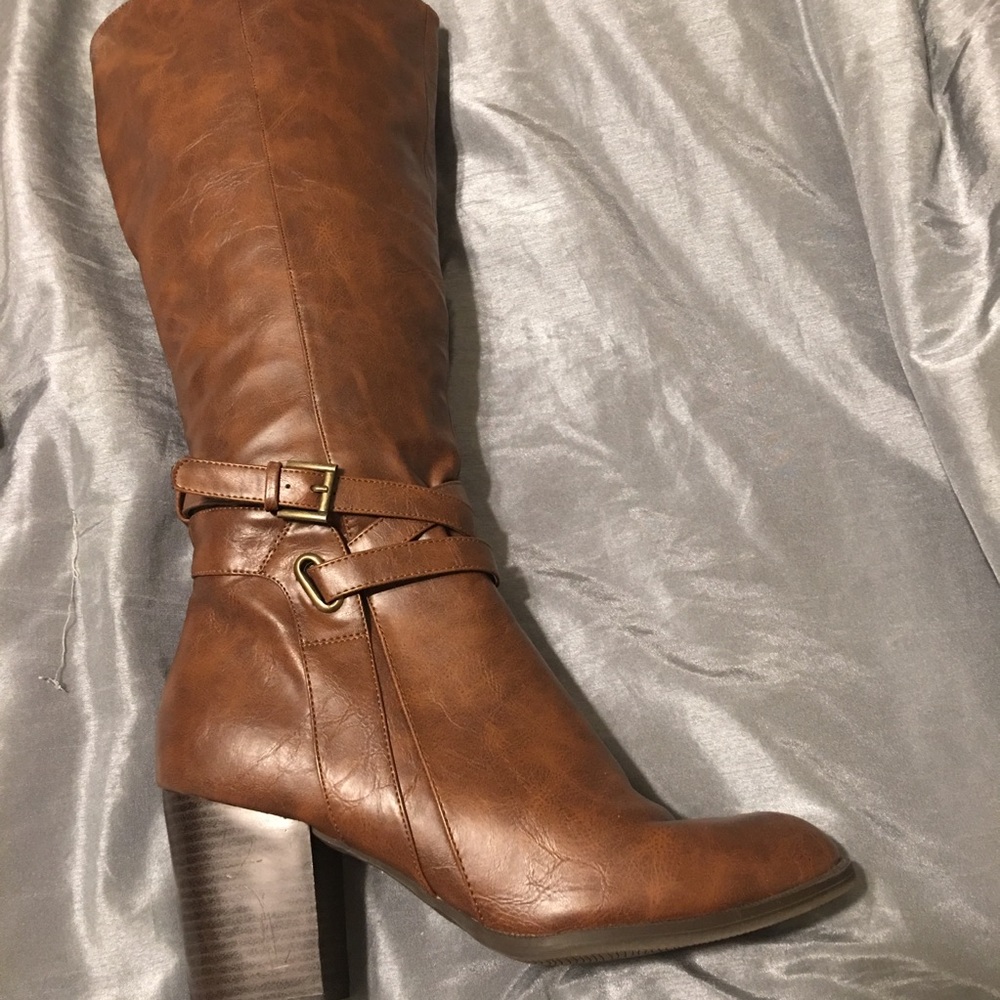 Brown leather boots